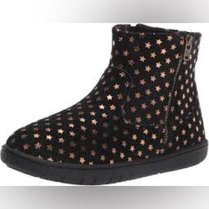 Stride Rite SRT Zaria suede leather boots black gold stars girls 12.5 bootie